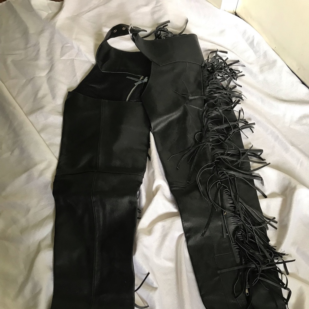 Motorcycle chaps. Black leather